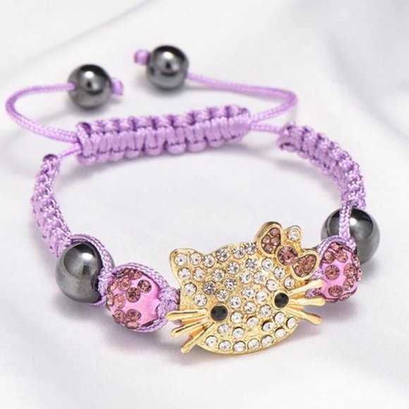 Handmade Hello Kitty Kids Braided Bracelet - Green - Picture 4 of 10